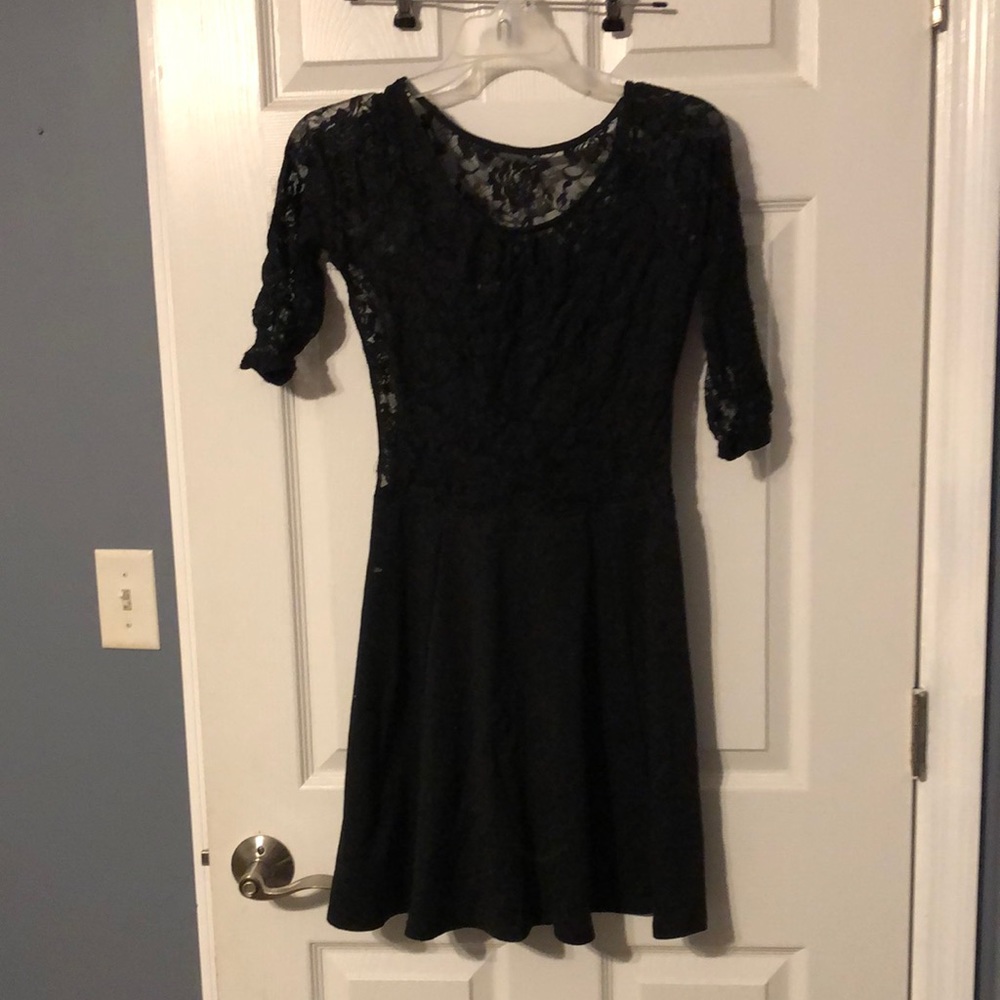 Black lace swing dress